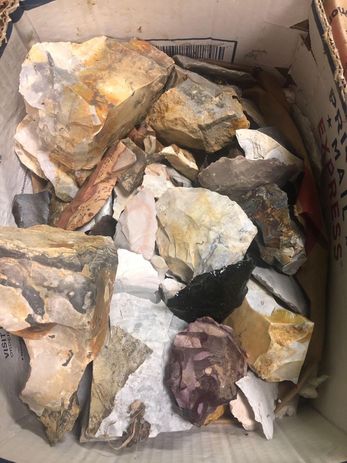 Box of Flint Ridge mostly, few other rocks