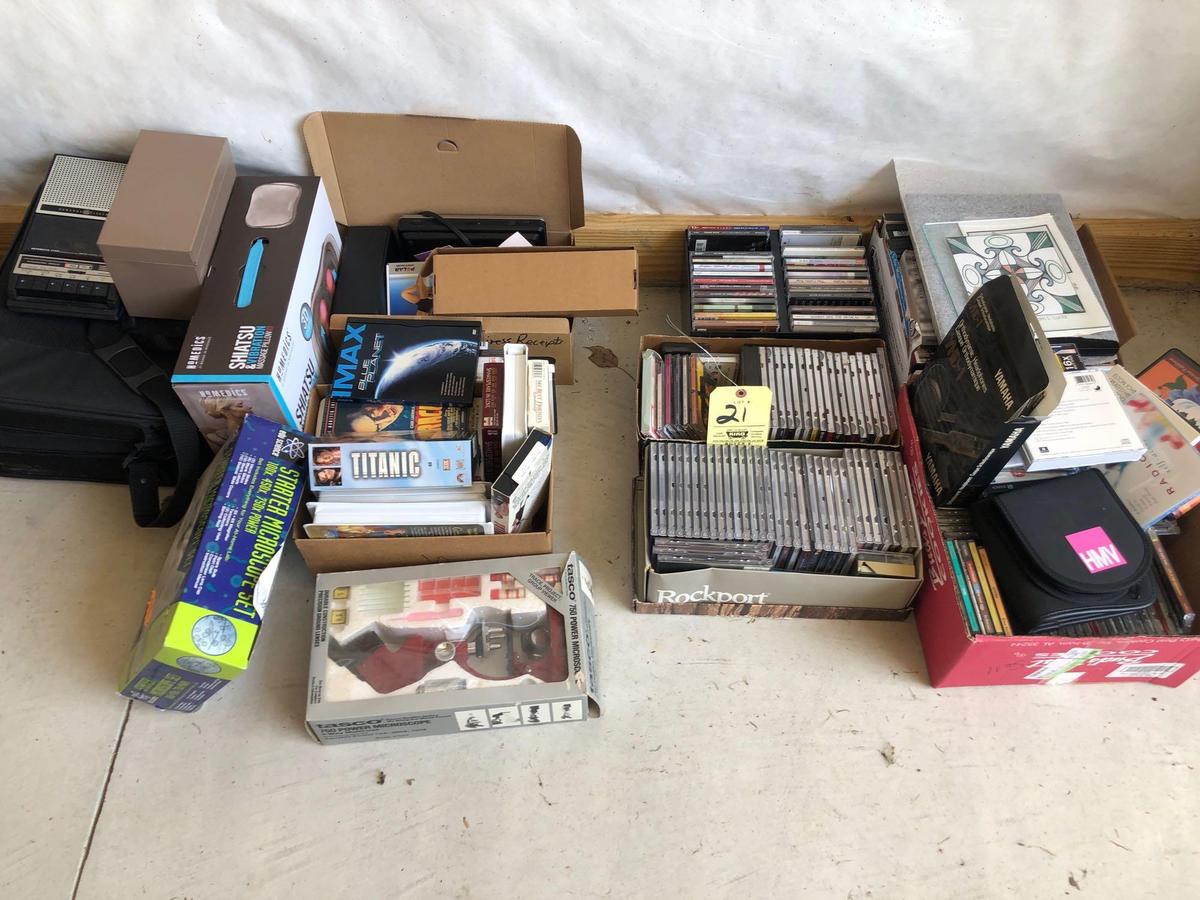 CDs, Tape recorder, children's microscopes