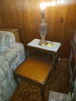 Step Top Side Table with Glass Lamp