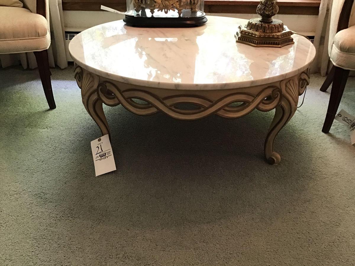 French provincial marble-top coffee table