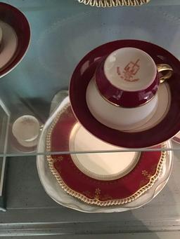 Arabia china set and crystal bowl