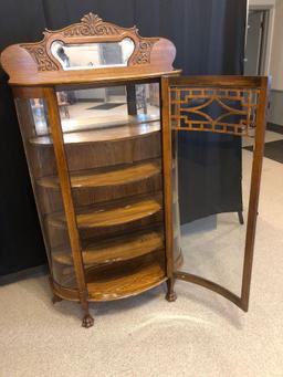 Oak Curved-Glass China Cabinet