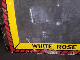 En-ar-co Motor Oil, white rose gas porcelain sign, 57.5 x 37 inches