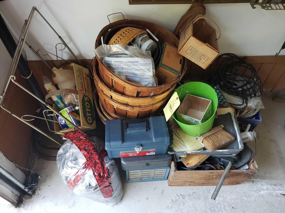 Baskets, Assorted Tools, Sprayer, Rope