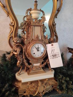 Imperial Mantle Clock, Mirror & Figerines
