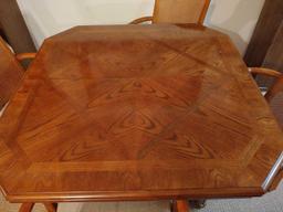 Oak Table w/ 4 Rolling Cane Back Chairs