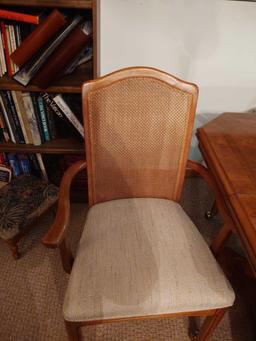 Oak Table w/ 4 Rolling Cane Back Chairs