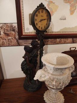 Seth Thomas Mantle Clock, Goodyear Anniversary Clock, Cross Clock, Urn, Lamp