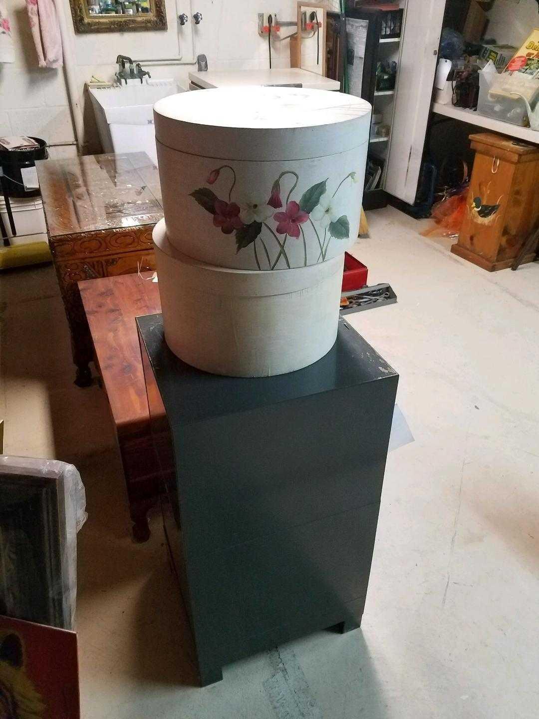 Hat Boxes And File Cabinet