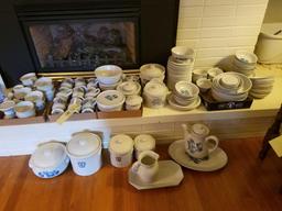 Large lot of faltzgraff dishes, canisters, cookie jar, salt crock