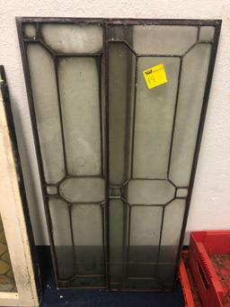 2 metal lead glass windows