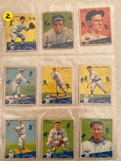 (20) 1934 Goudey baseball cards.