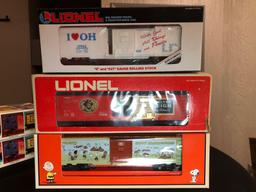 Lionel Train Cars, I Love Ohio Boxcar, Arm and Hammer Billboard Reefer, Shell Covered Hopper