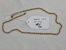 Marked 14K gold necklace, 20" long.