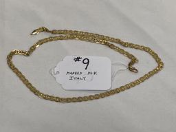 Marked 14K Italy gold necklace, 23 1/2" long.