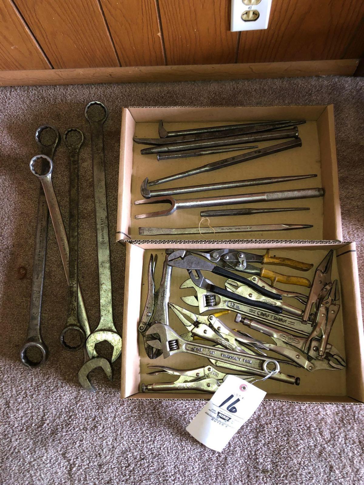 Large wrenches, vise grips, snips, punches