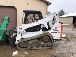 2012 Bobcat T650, diesel, 13" tracks, foot controls, 640 hrs., w/ 6' bucket, reserved for loading