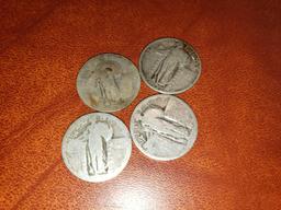 (4) Standing Liberty Quarters