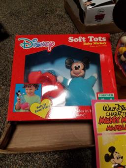 Mickey soft tots, gum ball machine, marbles set