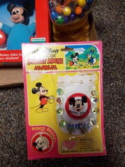 Mickey soft tots, gum ball machine, marbles set