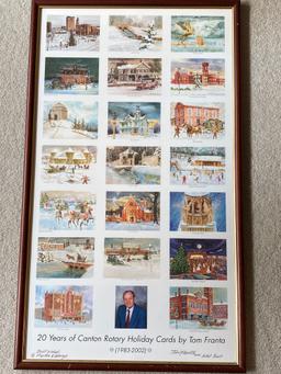 Poster w/ "20 Years of Canton Rotary Holiday Cards by Tom Franta" 1983-2002
