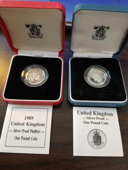 UK one pound silver proof coins, bid x 2