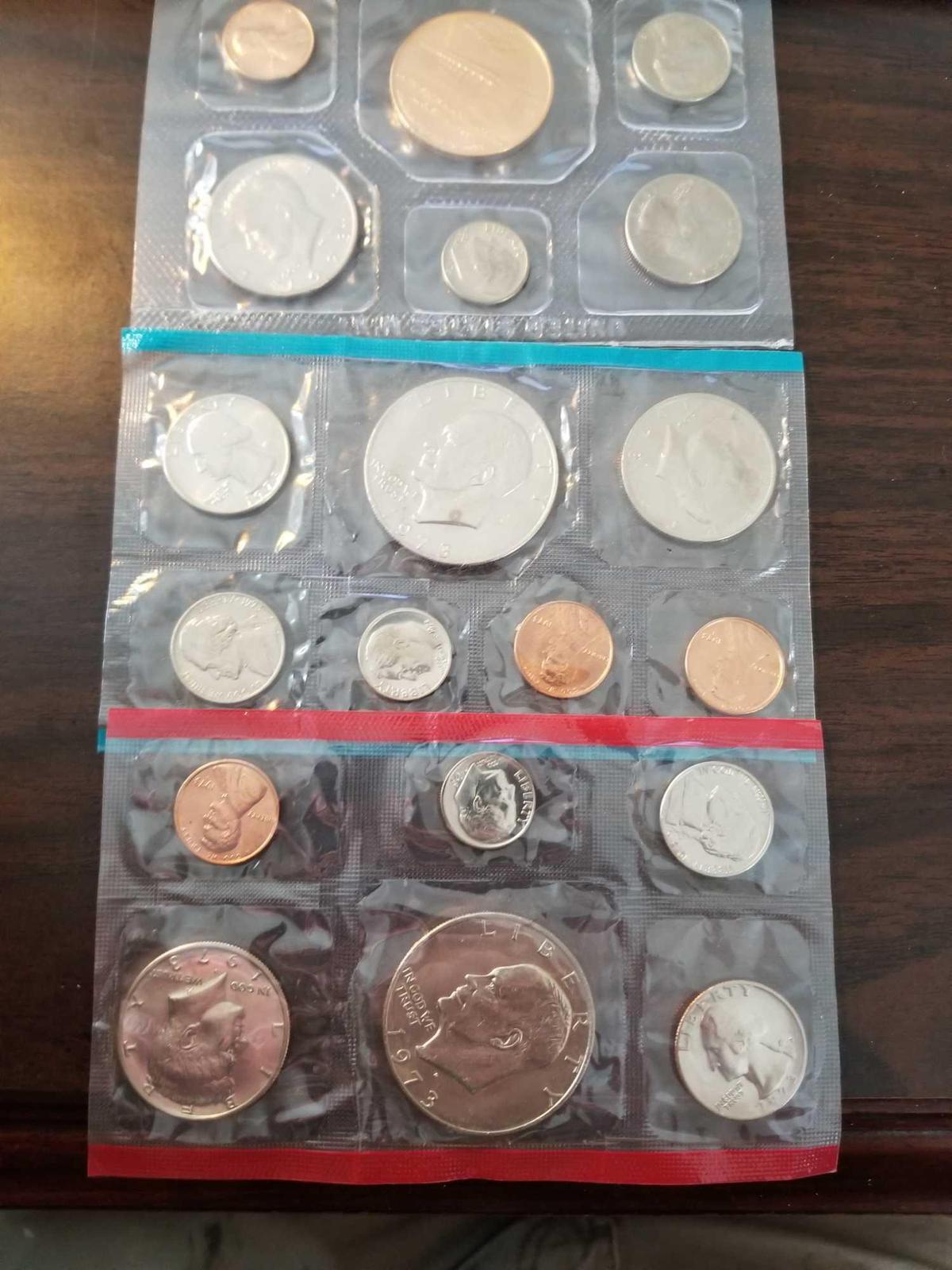 1973 proof sets, bid x 3