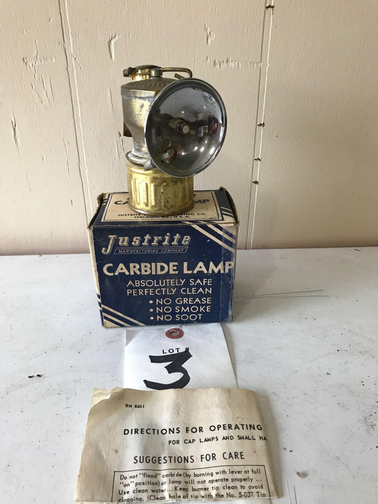 Justrite carbide lamp in original box