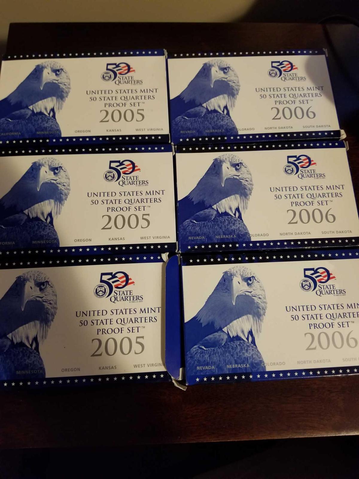 2005 and 2006 quarter sets, bid x 6