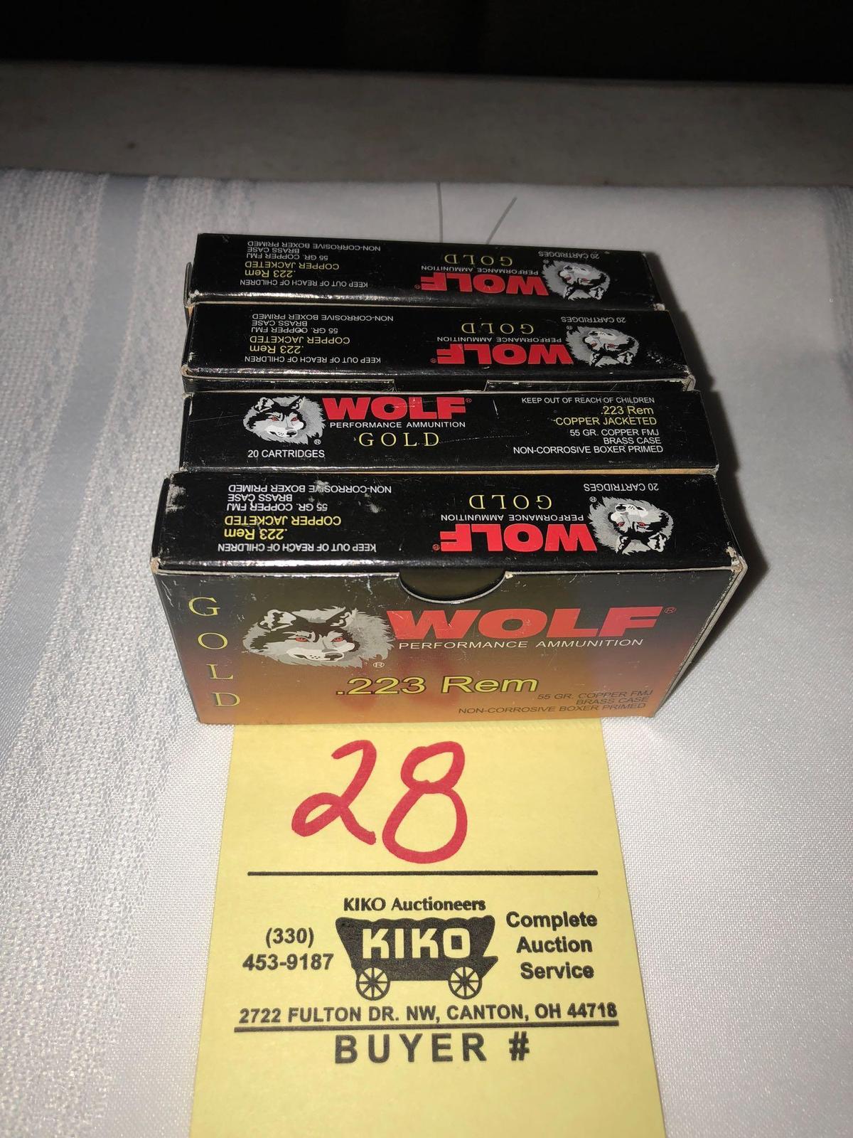 (4) Boxes Wolf Gold .223rem ammo