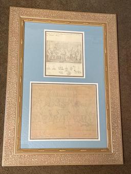 Clyde Singer original dry point with names of all characters at "Charlie's Place" bar 1935. 4.75" x