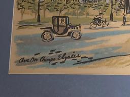 Dior print, "Ave Der Champo Elyales", 21 x 13 frame.