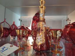 Assorted Bohemian Glassware & Decanter Set