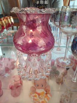 Cranberry Creamer and Lusters, Stemware & Vase