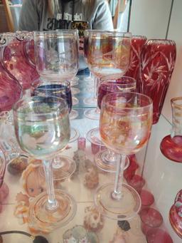 Cranberry Creamer and Lusters, Stemware & Vase