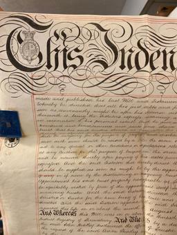 1859 indenture 23x 28? paper