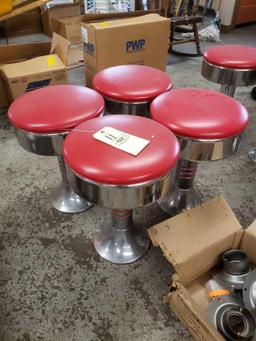 4 red Dairy Queen stools with 4 extra parts