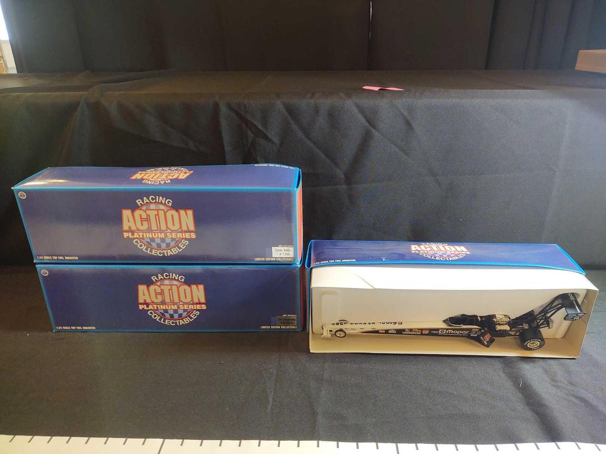 3 Action Platinum Series Racing Collectibles 1:24 Scale Top Fuel Dragsters
