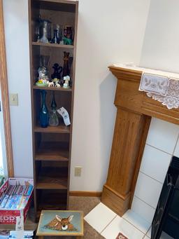 Shelf with misc. glass - painted stool