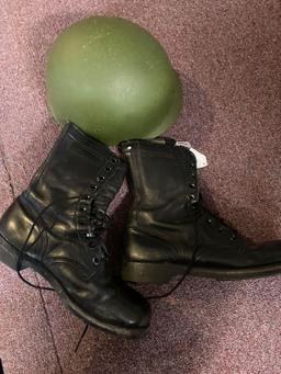 Army helmet liner and army boots