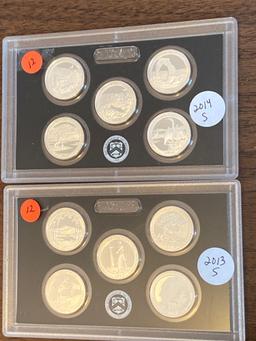 (2) State quarter proof sets (2013-S & 2014-S). Bid times two.