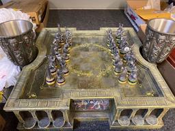 Lord of the Rings chess set with goblets and extra men in boxes