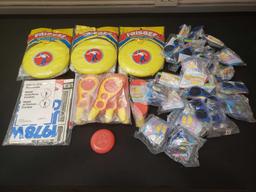 Vintage frisbees, McDonald's toys mint packaged