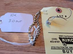 Bracelet and Broken Ring Marked 10K