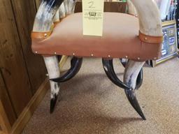 Longhorn Steer chair wirh leather seat