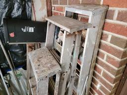 (2) Metal, (1) Wood Step Ladders