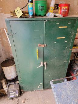 Steel Cabinet with Sprays, Oils, Cleaners