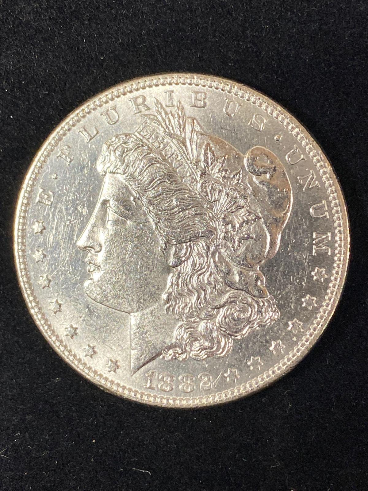 1882 Morgan dollar, AU.