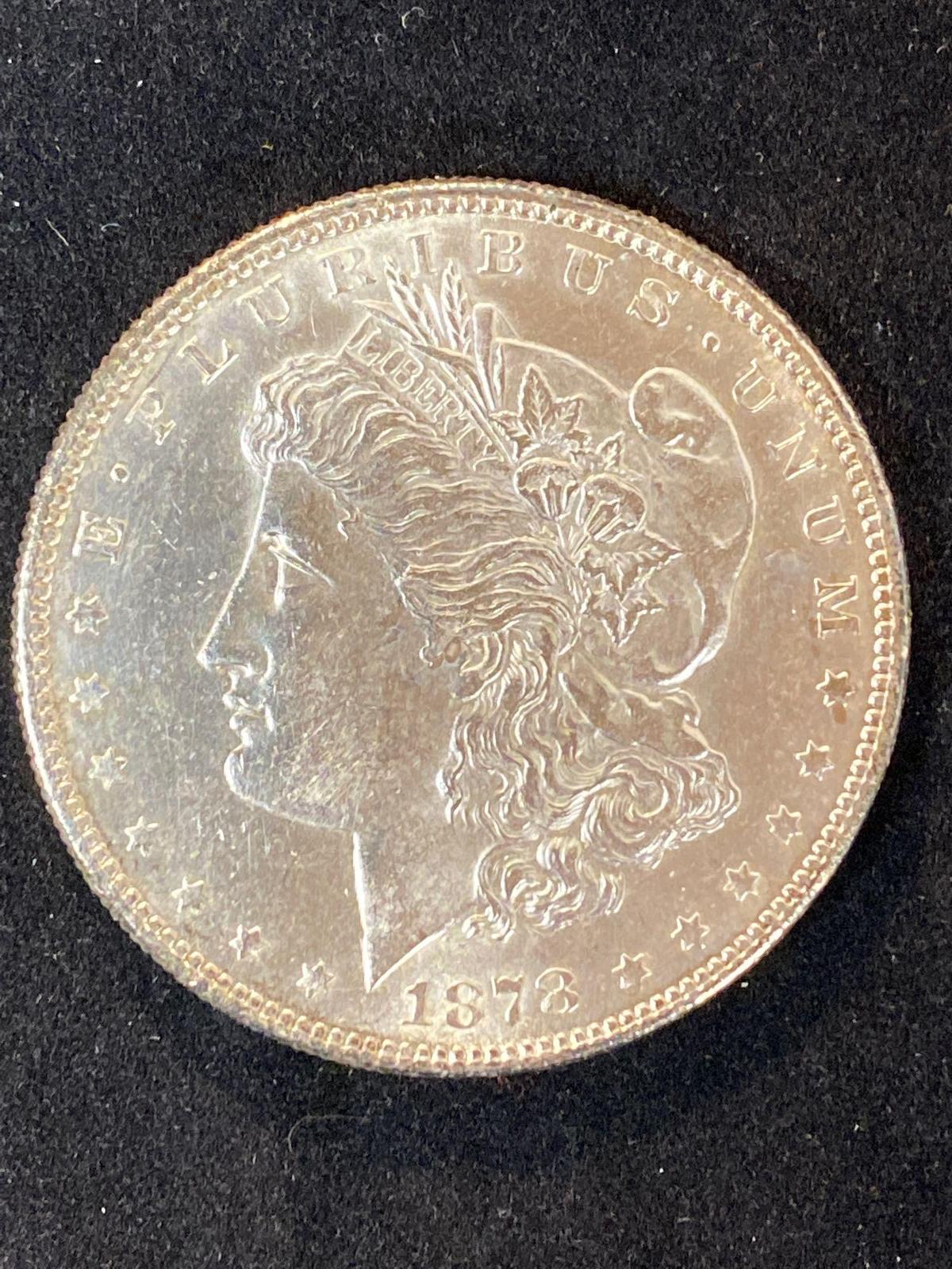 1878-S Morgan dollar, AU.