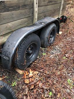 14' homemade tandem-axle trailer with ramps.